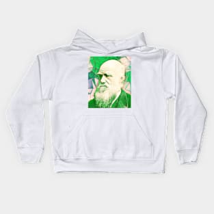 Charles Darwin Green Portrait | Charles Darwin Artwork 7 Kids Hoodie